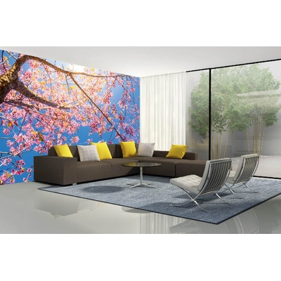 DIMEX ART Самозалепваща се флизелинова фототапета дърво с розови цветя 375 x 250 см