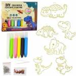LEAN Toys DIY Creative Kit Stained Glass Dinosaur Keychains Markers 6 pcs