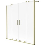 Mexen Velar Duo двукрилен плъзгащ се параван за вана 140 x 150 cm, матиран, златисто четкано - 896-140-000-32-55 (896-140-000-32-55)