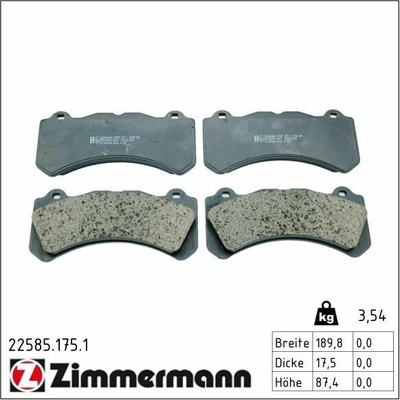 Sada brzdových platničiek kotúčovej brzdy ZIMMERMANN 22585.175.1 22585.175.1