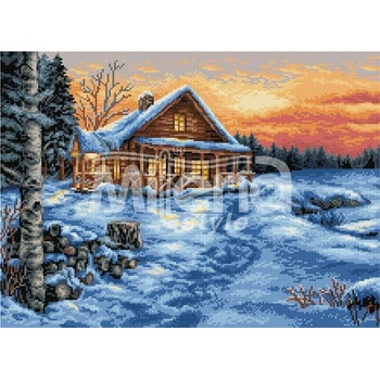 Image 1 of Milena Style Зимен залез - - Печатана Aida 14 ct с конци Ariadna