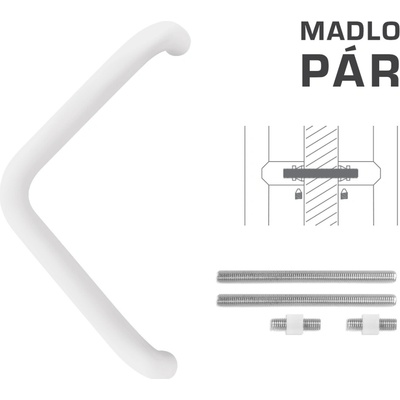 Vyosené madlo na dvere FT - MADLO kód K14T Ø 32 mm UN pár BIM biela matná (FBO) | MP-KOVANIA.sk