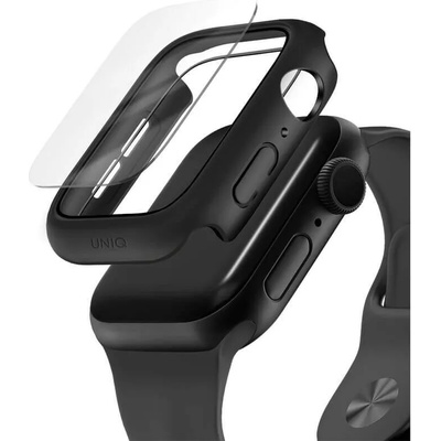 Uniq Nautic Apple Watch Case 40mm - качествен твърд кейс с вграден стъклен протектор за дисплея на Apple Watch 40мм (черен)