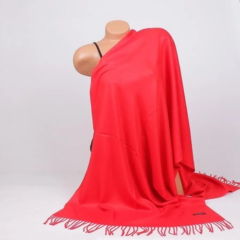 Image 1 of Кашмирен шал в ярко червен цвят с ресни