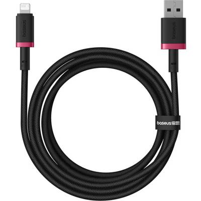 Baseus - Кабел за данни Dura Series (P10377801U01-03) - USB към Lightning, бързо зареждане, 2.4A, 480Mbps, найлон, 2 м - червен / черен
