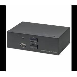 Manhattan Displayport 1.2 Kvm Switch 2-Port, 4K@60Hz, Usb-A/3.5Mm Audio/Mic Connections, Cables Included, Audio Support, Control 2X Computers