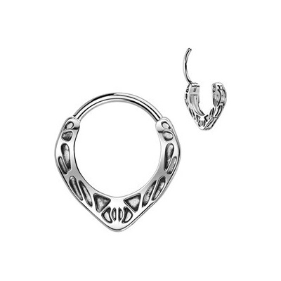 Šperky4U Ocelový piercing segment kruh s oramenty SG132
