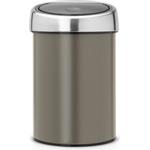 Brabantia Кошче за отпадъци Touch Bin с капак от стомана 3 л метален платинен мат (364464)