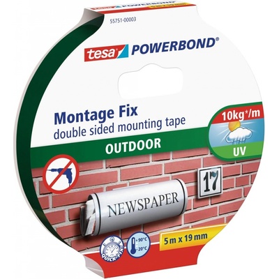 Tesa Powerbond Obojstranná lepiaca páska Outdoor 5 m × 19 mm 55751-00003-03
