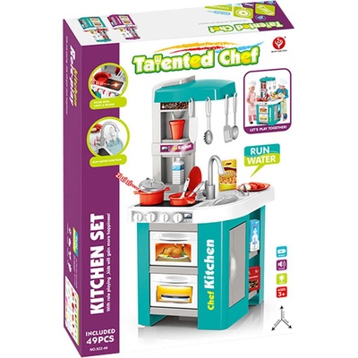 Kikky Детска кухня със светещи котлони, реалистични звуци и мивка с течаща вода Kikky - Код W1590