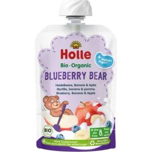 Holle Био пауч Holle - Йогурт с боровинка, ябълка и банан, 100 g (9744) - baby