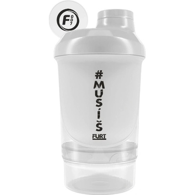 Fitness007 šejkr #musíšfurt 300 ml + 150 ml - bílá