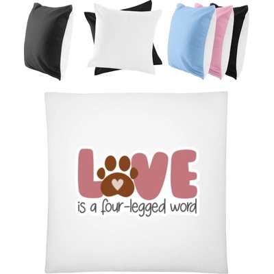 Darčeky PrintEQ Štvorcový Farebný Vankúš Dizajn s témou Pes a Láska Biela/Čierna 40x40