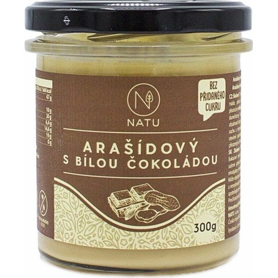 NATU Arašidový krém s bielou čokoládou bez pridaného cukru 300 g