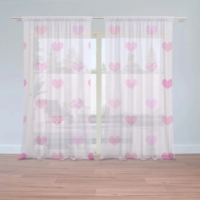 Sablio Záclony Ružové srdce: 2ks 150x250cm