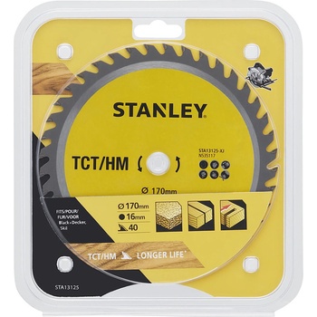 STANLEY Pilový kotouč s SK plátkem, 170 x 16,0 mm, 40 zubů, TCT STA13125