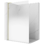 Mexen Kioto L стенна душ кабина Walk-in 90 x 200 cm, омбре бяла 8 mm, златно четкано (800-090-103-55-86)