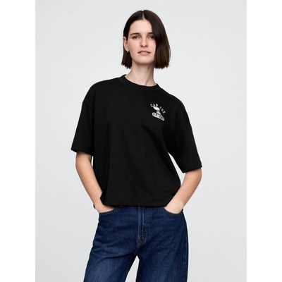 GAP Oversize crop tričko Heavyweight Americana Černá