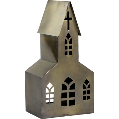 Chic Antique Kovová lucerna Antique Brass 35 cm, zlatá barva, kov
