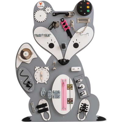 Foxy Family Activity board sivo ružová líška so stojanom