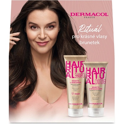 Dermacol Hair Ritual obnovujúci šampón pre hnedé odtiene vlasov 250 ml + kondicionér pre hnedé odtiene vlasov 200 ml