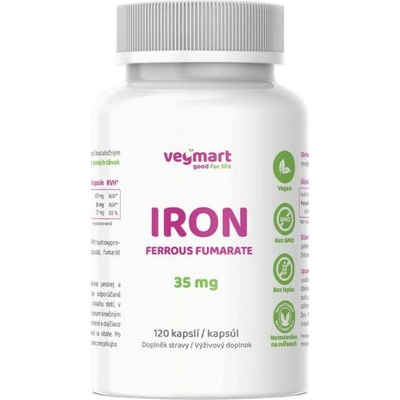 Vegmart Železo Fumarát železnatý 35 mg 120 kapslí