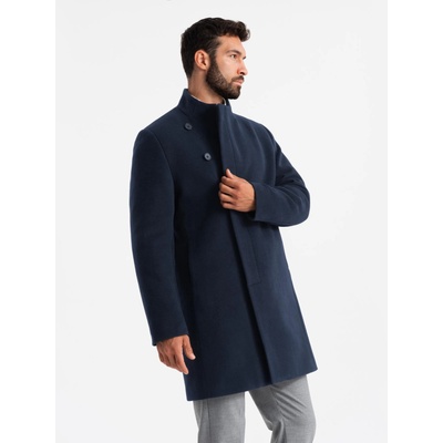 Ombre Clothing Мъжко асиметрично палто с копчета и висока яка тъмно синьо Ombre Clothing Ombre Clothing | Sin | МЪЖЕ | S