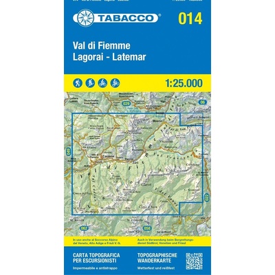 Val di Fiemme, Lagorai, Latemar (Tabacco - 014) - turistická mapa | knihynahory.cz