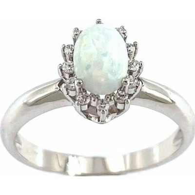 Infinitysilver Stříbrný prsten s bílým opálem a zirkony KR247OPb53