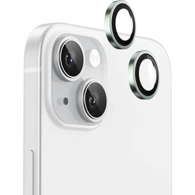 Blueo Протектор камера за iPhone 15 / iPhone 15 Plus - оригинален Протектор камера за обектив с метална рамка - светло зелен