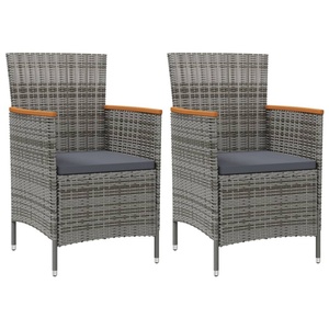 vidaXL Градински трапезни столове, 2 бр, полиратан, сиви (316149)