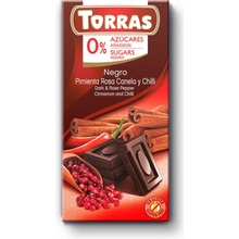 Torras čokoláda s ružovým korením, škoricou a chilli 75 g