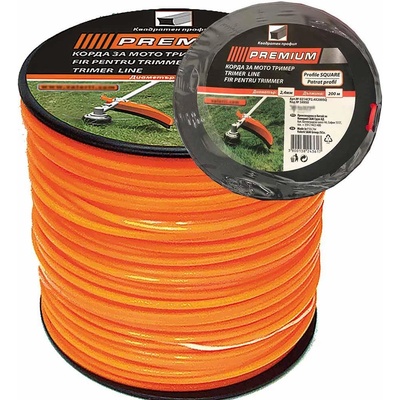 PREMIUM Корда за тример, квадратна, 2.4 мм, 200 м, premium (uni-09957)