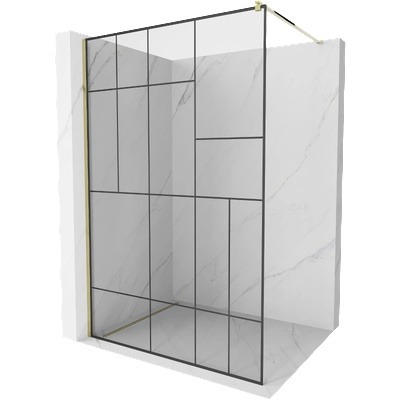 Mexen Kioto преградна стена за душ Walk-in 70 x 200 cm, черен модел 8 mm, златен - 800-070-101-50-78 (800-070-101-50-78)