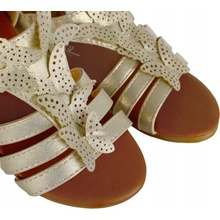 Sandále s jemným leskom ľahké motýliky na suchý zips zlaté