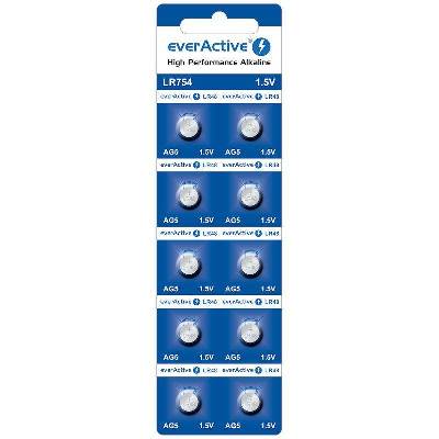 Бутонна алкална батерия EVERACTIVE LR754, LR48, 1, 55V, 10pk блистер, /цена за 1 бр. батерия/ (EVER-BA-LR754-AG5)