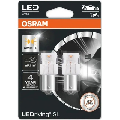 Osram P21W 12V 1,3W BA15s LEDriving SL (jantárová) 2 ks
