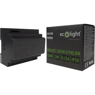 Napájecí zdroj na lištu DIN pro LED pásky 150W 24V 6,25A IP20 PREMIUM Ecolight