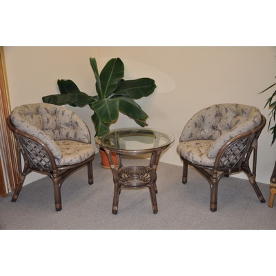 Ratanová sedací souprava Bahama hnědá 2+1, polstr MAXI levandule – Zbozi.Blesk.cz