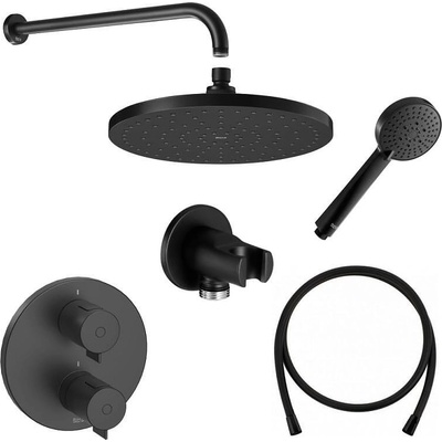 Roca T - 500 комплект за вграждане - смесител термостатен с аксесоари, черен мат (BMKvgrCM)