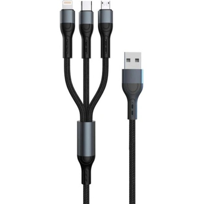 PAVAREAL Кабел Pavareal Q01 3в1 USB, 120W, 1.2m - Черен - 6971214862248 (6971214862248)