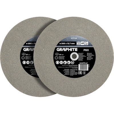 Graphite Brúsne kotúče 200 x 20 / 16 / 12,7 x 20 mm P 60 57T128 2 ks