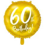 Party Deco Фолиев Балон с Надпис "60th Birthday", Златен (FB24M-60-019)
