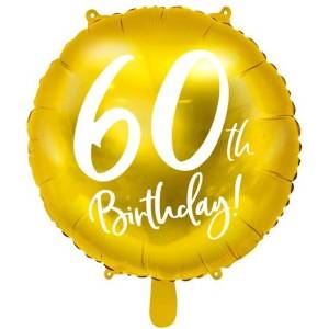 Party Deco Фолиев Балон с Надпис "60th Birthday", Златен (FB24M-60-019)