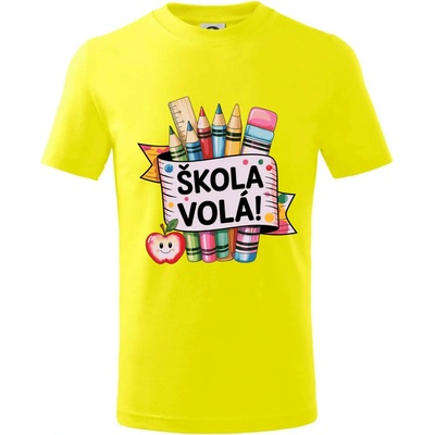 Škola volá farebné tričko detské citrónová