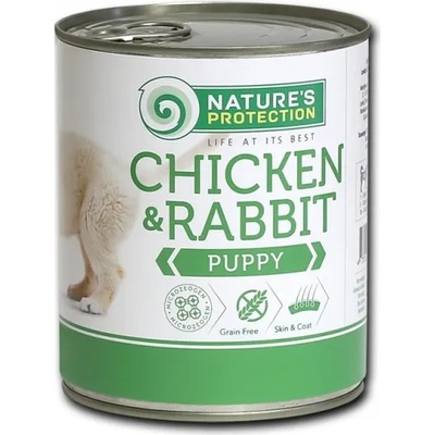 Nature's Protection DOG Puppy Chicken & Rabbit, консерва с пилешко и заешко месо за подрастващи кучета, Литва - 800 гр