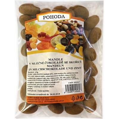 Velkoobchod Pohoda Mandle se skořicí v mléčné čokoládě 250 g