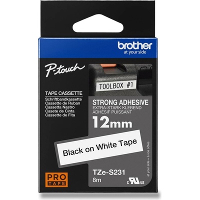 Brother TZE-S231 - náhradní páska - extra silná, 12 mm x 8 m, černo-bílá