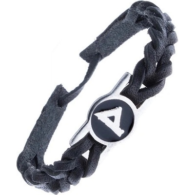 Šperky eshop kožený náramek černý pletený runa Wunjo Z14.20