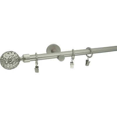 Kovovégarnýže Garnýž Huglo modern 19 mm matný nikl Jednořadá prodloužená, 180 cm, Bez kroužků (na tunýlek)